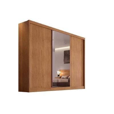 Guarda Roupa Casal 3 Portas De Correr E 4 Gavetas C- 1 Espelho Diamond-toulon Plus Cumaru - Novo Horizonte