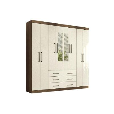 Guarda Roupa 8 Portas (2 C- Espelho) E 6 Gavetas C- Pés Liverpool Jatobá-areia - Santos Andirá