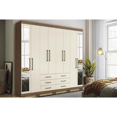 Guarda Roupa 8 Portas (2 C- Espelho) E 6 Gavetas C- Pés Master 8.6 Jatobá-areia - Santos Andirá