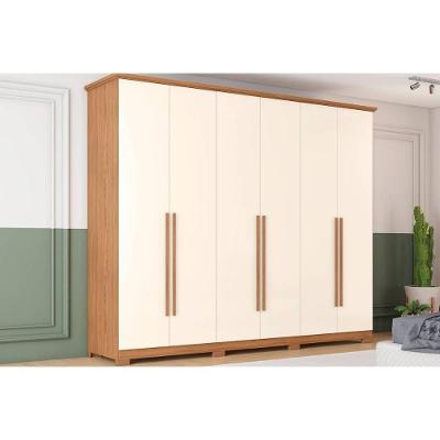 Guarda Roupa 6 Portas E 6 Gavetas C- Pés Leblon Nature-off White - Henn