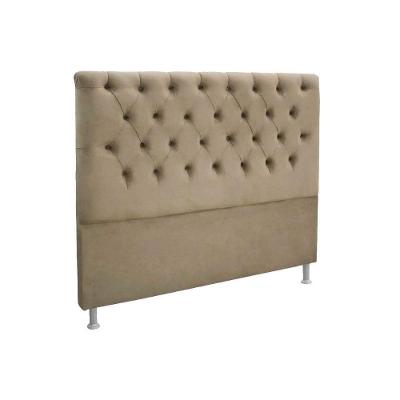 Painel De Cama Box Estofada King Embaixatriz Plus Suede Marrom Taupe - Simbal