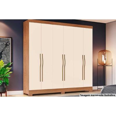 Guarda Roupa 6 Portas E 2 Gavetas C- Pés Briz B368 Nature-off White - Henn