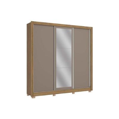 Guarda Roupa 3 Portas De Correr (1 C- Espelho) E 2 Gavetas C- Pés Cb01m570 Flex Nogueira-nogueira Ou Fendi - Kappesberg