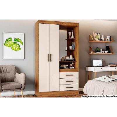 Guarda Roupa 2 Portas E 3 Gavetas C- 1 Espelho Briz B64 Nature-off White - Henn