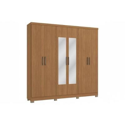 Guarda Roupa 6 Portas (2 C- Espelho) E 3 Gavetas C- Pés Cbj559 Canela - Kappesberg