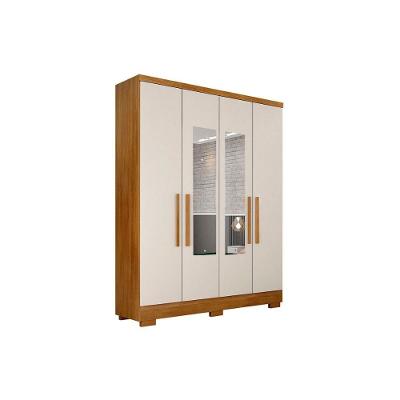 Guarda Roupa 4 Portas (2 C- Espelho) E 2 Gavetas C- Pés Milly-veneza Cumaru-fendi - Novo Horizonte