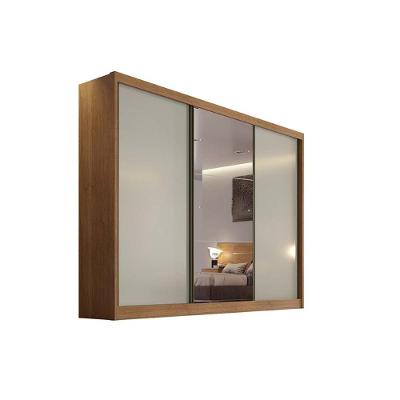 Guarda Roupa 3 Portas De Correr (1 C- Espelho) E 4 Gavetas Toulon-sonetto Plus Cumaru-fendi - Novo Horizonte