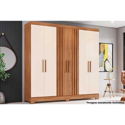 Guarda Roupa 6 Portas E 3 Gavetas C- Pés Briz B367 Nature-off White - Henn
