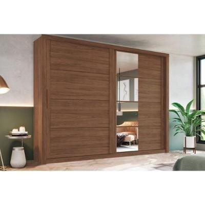Guarda Roupa 2 Portas De Correr (1 C- Espelho) E 4 Gavetas Palace Castanho - Henn