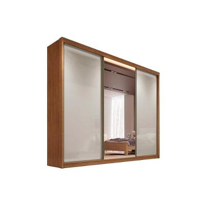 Guarda Roupa 3 Portas De Correr (1 C- Espelho) E 4 Gavetas Toulon-sonetto Plus Cumaru-fendi - Novo Horizonte