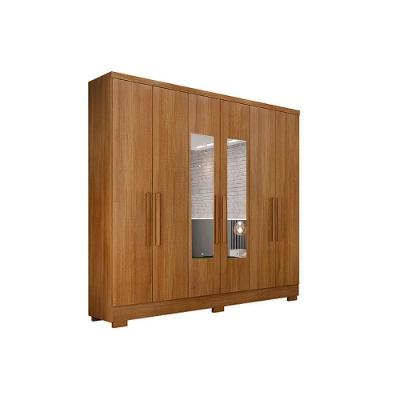 Guarda Roupa 6 Portas (2 C- Espelho) E 2 Gavetas C- Pés Milly-veneza Cumaru - Novo Horizonte