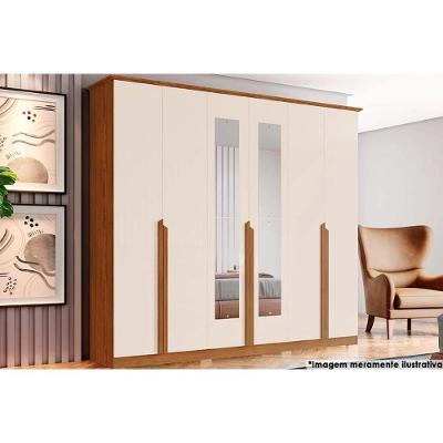 Guarda Roupa 6 Portas (2 C- Espelho) E 6 Gavetas Andréas Nature-off White - Henn