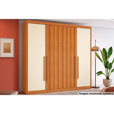 Guarda Roupa 4 Portas (2 Ripadas) E 4 Gavetas Grécia Cinamomo-off White - Conquista