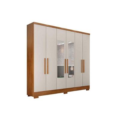 Guarda Roupa 6 Portas (2 C- Espelho) E 2 Gavetas C- Pés Milly-veneza Cumaru-fendi - Novo Horizonte