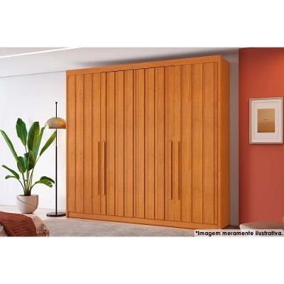 Guarda Roupa 4 Portas Ripadas E 4 Gavetas Grécia Cinamomo - Conquista