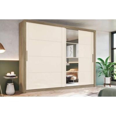 Guarda Roupa 2 Portas De Correr (1 C- Espelho) E 4 Gavetas Palace Rústico-off White - Henn