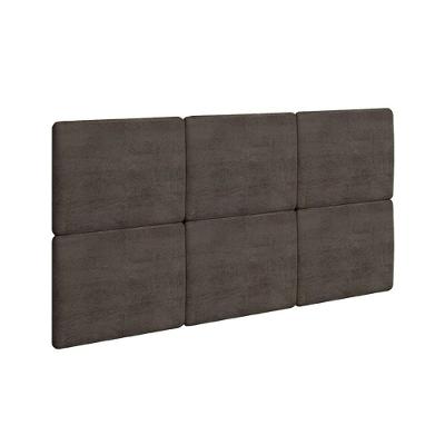 Painel De Cama Box Estofada Modulada Lucca (3un) Casal/queen - Suede Grafite - Rufato