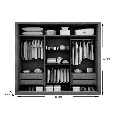 Guarda Roupa 3 Portas De Correr C- Espelho E 4 Gavetas Veneza Gold Naturale - Rufato