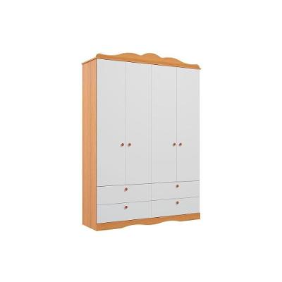 Guarda Roupa Bebê Encanto C- 4 Portas E 4 Gavetas Nature-branco - Permóbili Baby