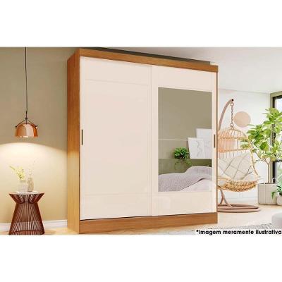 Guarda Roupas 2 Portas De Correr (1 C- Espelho) E 2 Gavetas Briz B74 Nature-off White - Henn