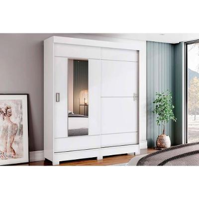Guarda Roupas 2 Portas De Correr (1 C- Espelho) E 2 Gavetas C- Pés Briz B66 Branco - Henn