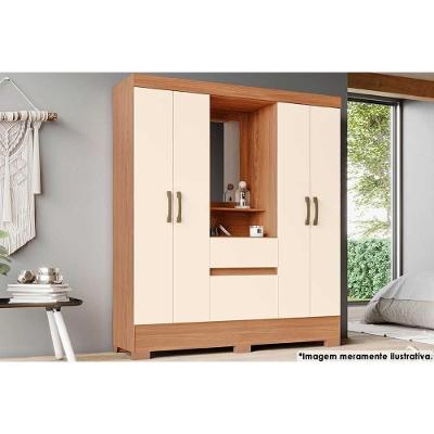 Guarda Roupa 4 Portas 6 Portas E 2 Gavetas C- Pés Briz Bs07 Nature-off White - Henn