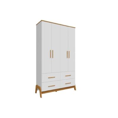 Guarda Roupa 4 Portas Guti C- E 4 Gavetas Branco-amendoa - Peroba