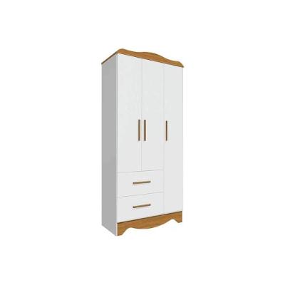 Guarda Roupa 3 Portas Clara C- Lisa E 2 Gavetas Branco-amendoa - Peroba