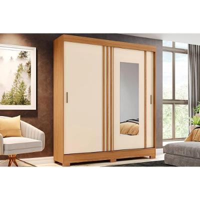 Guarda Roupas 2 Portas De Correr (1 C- Espelho) E 2 Gavetas C- Pés Briz B353 Nature-off White - Henn