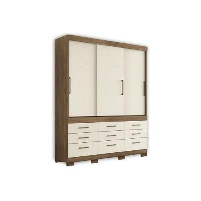 Guarda Roupa Casal 3 Portas De Correr E 9 Gavetas C- Pés Click 3.9 Jatobá-areia - Santos Andirá