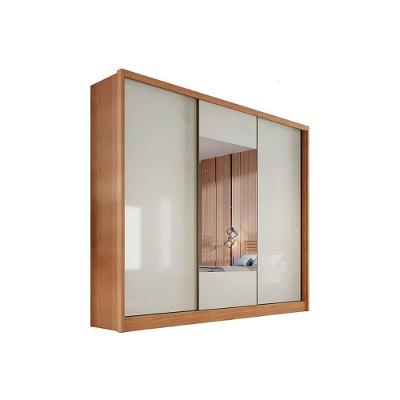 Guarda Roupas 3 Portas De Correr De (1 C- Espelho) E 8 Gavetas Arezzo-medelim Cumaru-fendi - Novo Horizonte