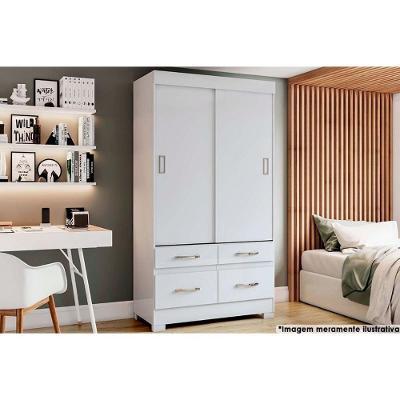 Guarda Roupa Casal 2 Portas De Correr E 4 Gavetas Briz Be25 Branco - Henn