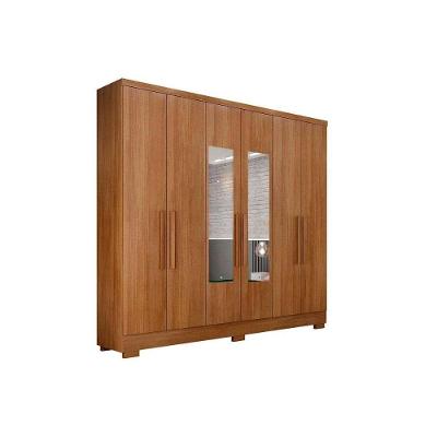 Guarda Roupa Casal 6 Portas (2 C- Espelho) E 4 Gavetas C- Pés Milly-veneza Cumaru - Novo Horizonte