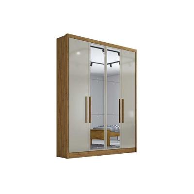 Guarda Roupa Casal 4 Portas (2 C- Espelho) E 3 Gavetas Moderni-sevilha Cumaru-fendi - Novo Horizonte