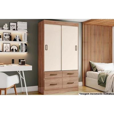 Guarda Roupa Casal 2 Portas De Correr E 4 Gavetas Briz Be25 Flex Jequitiba-jequitiba Ou Off White - Henn