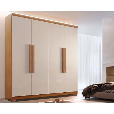 Guarda Roupa Casal 4 Portas E 3 Gavetas C- Pés Império Naturale-off White - Rufato