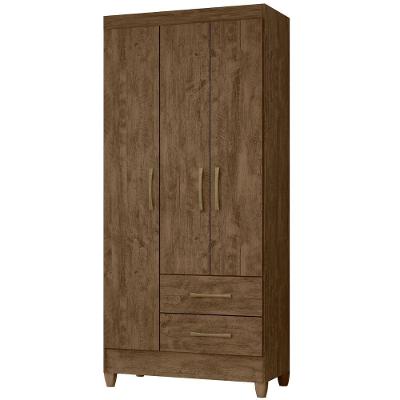 Guarda Roupa Solteiro Lima 3 Portas Castanho Wood Moval