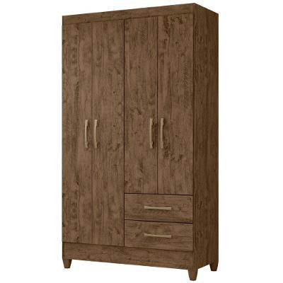 Guarda Roupa Solteiro Chile 4 Portas Castanho Wood Moval
