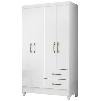 Guarda Roupa Solteiro Chile 4 Portas Branco Moval