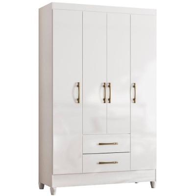 Guarda Roupa Solteiro Paraty 4 Portas Branco Moval