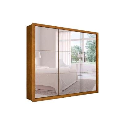 Guarda Roupa Solteiro 3 Portas De Correr C- Espelho E 4 Gavetas Veneza Gold Naturale - Rufato