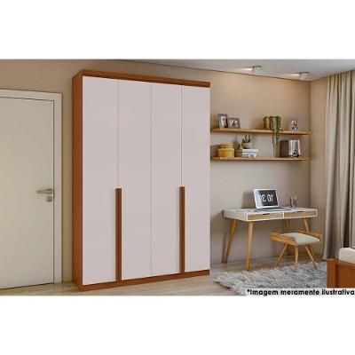 Guarda Roupa Casal 4 Portas E 2 Gavetas Alonzo Amendoa-off White - Lopas
