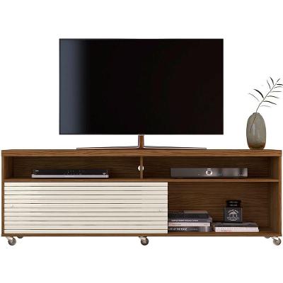 Rack Bancada Foz 2 Portas Rodízios Tv Até 75 Polegadas Naturale/off White