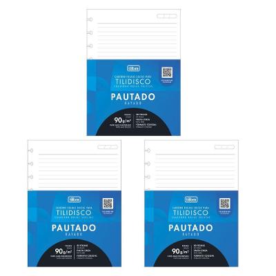 Kit C- 3 Refil Tilidisco Tiliflex 90g-m² Colegial Académie Tilibra - 80 Folhas
