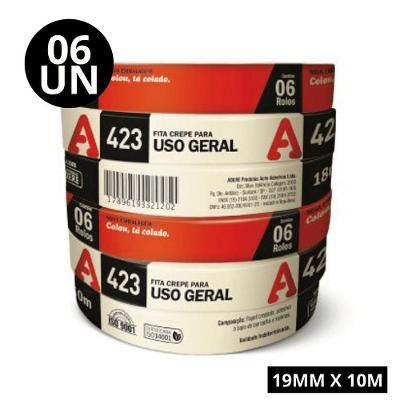 Kit C- 6 Fita Crepe Para Uso Geral Adere - 19mm X 10m