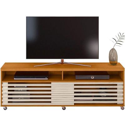 Rack Bancada Foz 2 Portas Rodízios Tv Até 75 Polegadas Cinamomo/off White