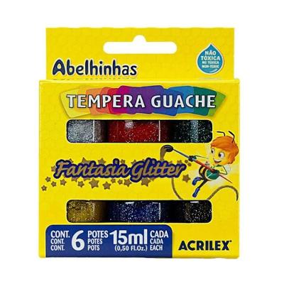 Tinta Guache Fantasia Glitter Acrilex - 6un C-15ml