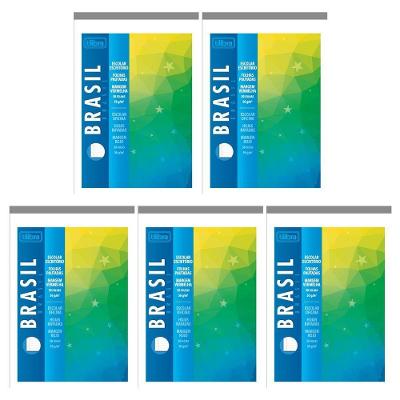 Kit C- 5 Bloco Folhas Pautadas C- Margem Vermelha Tilibra - 50 Folhas