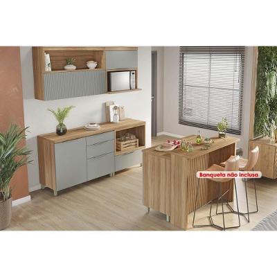 Cozinha Completa 6 Peças Marquesa 2 Aéreos 3 Balcões 1 Ilha C6p02 Nature Verde