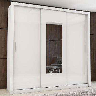 Guarda-roupa Casal Paula 3 Portas Com Espelho Carioca Móveis Branco